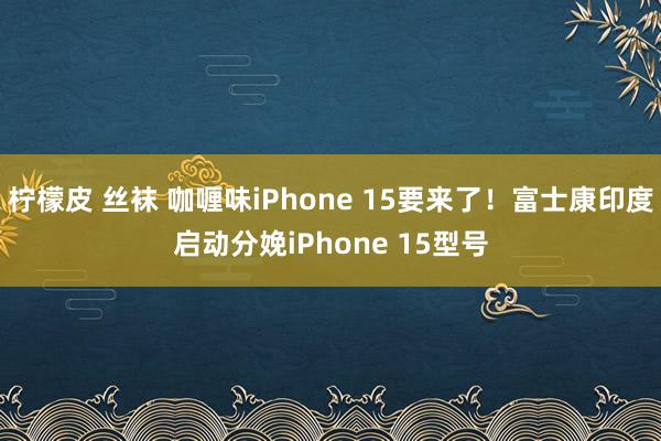 柠檬皮 丝袜 咖喱味iPhone 15要来了！富士康印度启动分娩iPhone 15型号