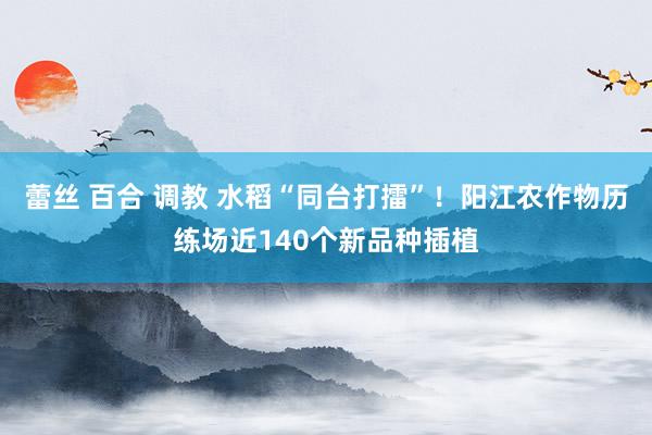 蕾丝 百合 调教 水稻“同台打擂”！阳江农作物历练场近140个新品种插植