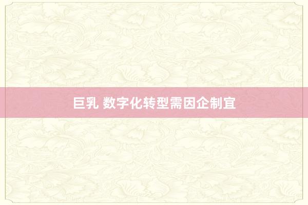 巨乳 数字化转型需因企制宜